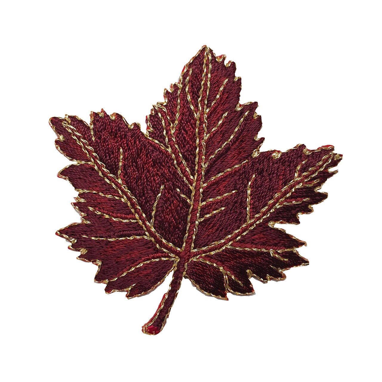 Burgundy Maple Leaf, Tree Leaves, Nature, Embroidered, Iron on Patch